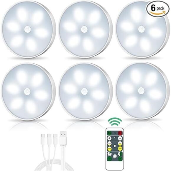 LED Closet Lights Wireless Motion Sensor Puck Light with Remote Control,USB - Picture 7 of 7